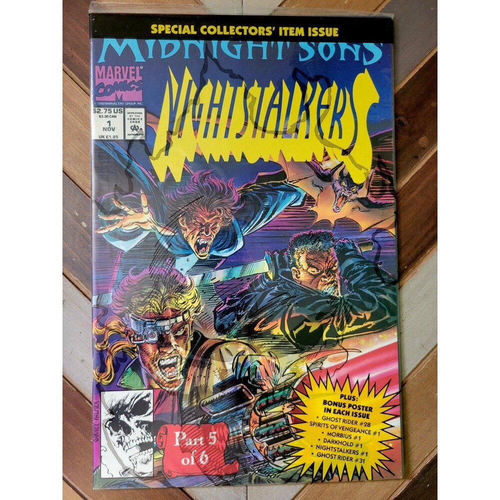 Nightstalkers #1 (Marvel 1992) Sealed Polybag w Poster Midnight Sons Ghost Rider